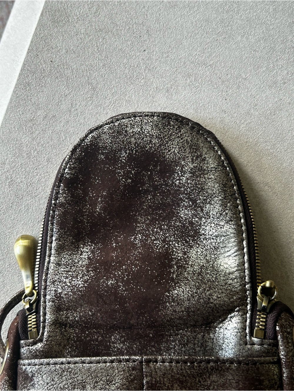HOBO INTERNATIONAL Fern Metallic Shimmer Crossbody Bag with Brown/Gold Accents - Picture 17 of 17